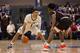 VILLANOVA, PA - NOVEMBER 06: Jahvon Quinerly #1 of the Villanova Wildcats dribbles the ball against Sherwyn Devonish-Prince Jr. #5 of the Morgan State Bears at Finneran Pavilion on November 6, 2018 in Villanova, Pennsylvania. (Photo by Mitchell Leff/Getty