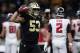 NEW ORLEANS, LA - NOVEMBER 22: A.J. Klein New Orleans Saints reacts with number 53 at the Atlanta Falcons Matt Ryan's No. 2 ticket at the Mercedes-Benz Superdome on November 22, 2018 in New Orleans, Louisiana. (Chris Graythen / Getty's picture