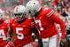 Ohio State's Dwayne Haskins (7) and Baron Browning (5)