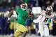SOUTH BEND, IN - NOVEMBER 10: Dexter Williams #2 of the Notre Dame Fighting Irish runs the ball for a 32-yard touchdown during the game against the Florida State Seminoles at Notre Dame Stadium on November 10, 2018 in South Bend, Indiana. Notre Dame won 4