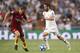 (L-R) Alessandro Florenzi of AS Roma, Isco of Real Madrid during the UEFA Champions League group G match between Real Madrid and AS Roma at the Santiago Bernabeu stadium on September 19, 2018 in Madrid, Spain(Photo by VI Images via Getty Images)