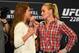 Valentina Shevchenko (right) and Nicco Montano face off for their UFC 228 fight that never happened.