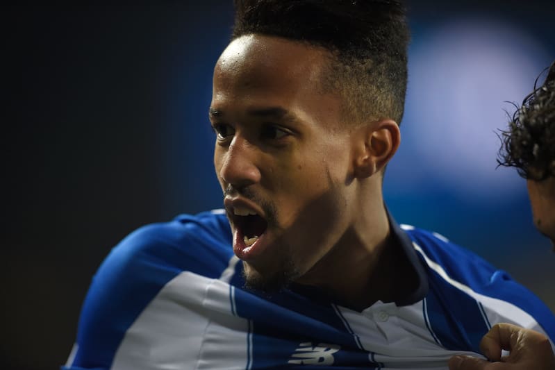 Porto's Brazilian defender Eder Militao celebrates after scoring a goal during the UEFA Champions League group D football match between Porto and Schalke 04 at the Dragao stadium in Porto on November 28, 2018. (Photo by MIGUEL RIOPA / AFP) (Photo c