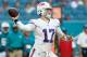 MIAMI, FL - DECEMBER 02: Josh Allen #17 of the Buffalo Bills looks to pass during the second half against the Miami Dolphins at Hard Rock Stadium on December 2, 2018 in Miami, Florida. (Photo by Michael Reaves/Getty Images)