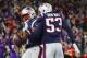 FOXBOROUGH, MA - DECEMBER 02: Duron Harmon #21 of the New England Patriots celebrates after intercepting a pass in the end zone during the fourth quarter against the Minnesota Vikings at Gillette Stadium on December 2, 2018 in Foxborough, Massachusetts.