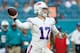 MIAMI, FL - DECEMBER 02: Josh Allen #17 of the Buffalo Bills looks to pass during the second half against the Miami Dolphins at Hard Rock Stadium on December 2, 2018 in Miami, Florida. (Photo by Michael Reaves/Getty Images)