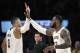 LOS ANGELES, CA - DECEMBER 02: LeBron James #23 of the Los Angeles Lakers reacts celibates with Kyle Kuzma #0 of the Los Angeles Lakers during the second half of a basketball game against Phoenix Suns at Staples Center on December 2, 2018 in Los Angeles,