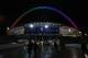 LONDON, ENGLAND - DECEMBER 05: A general view outside the stadium as the Wembley Arch shows the colours of the 'Stonewall Rainbow' campaign above the Premier League logo ahead of the Premier League match between Tottenham Hotspur and Southampton FC at Wem
