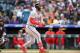 DENVER, CO - SEPTEMBER 30: Bryce Harper #34 of the Washington Nationals hits a ninth inning double against the Colorado Rockies at Coors Field on September 30, 2018 in Denver, Colorado. (Photo by Dustin Bradford/Getty Images)