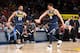 DENVER, CO - OCTOBER 29: Jamal Murray #27 and Nikola Jokic #15 of the Denver Nuggets high five during the game against the New Orleans Pelicans on October 29, 2018 at the Pepsi Center in Denver, Colorado. NOTE TO USER: User expressly acknowledges and agre