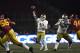 LOS ANGELES, CA - NOVEMBER 24: Quarterback Ian Book #12 of the Notre Dame Fighting Irish throws a pass against the USC Trojans during the second half at Los Angeles Memorial Coliseum on November 24, 2018 in Los Angeles, California. (Photo by Kevork Djanse