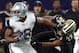ARLINGTON, TEXAS - NOVEMBER 29: Amari Cooper #19 of the Dallas Cowboys stiff arms Vonn Bell #24 of the New Orleans Saints on a carry in the third quarter at AT&T Stadium on November 29, 2018 in Arlington, Texas. (Photo by Richard Rodriguez/Getty Images)