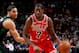 CHICAGO, IL - DECEMBER 8: Justin Holiday #7 of the Chicago Bulls handles the ball against the Boston Celtics on December 8, 2018 at the United Center in Chicago, Illinois. NOTE TO USER: User expressly acknowledges and agrees that, by downloading and or us