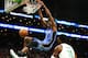 BOSTON, MA - OCTOBER 22: Jonathan Isaac #1 of the Orlando Magic dunks the ball over Kyrie Irving #11 of the Boston Celtics in the second quarter of a game at TD Garden on October 22, 2018 in Boston, Massachusetts. NOTE TO USER: User expressly acknowledge