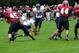 Justin Yoon kicking for Milton Academy.