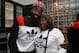 TORONTO, CANANDA - FEBRUARY 11: James Harden poses with his mother Monja Willis (R) after his New Era Cap presentation featuring a James Harden Q & A and interactive design session on February 11, 2016 in Toronto, Canada. (Photo by Tom Szczerbowski/Getty