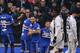 Sampdoria's Italian forward Fabio Quagliarella (C) celebrates with teammates after scoring a penalty kick during the Italian Serie A football match Juventus vs Sampdoria on December 29, 2018 at the Juventus stadium in Turin. (Photo by Marco BERTORELLO / A