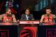 Kawhi Leonard, team President Masai Ujiri and Danny Green.
