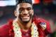 MIAMI, FL - DECEMBER 29: Tua Tagovailoa #13 of the Alabama Crimson Tide celebrates after the win over the Oklahoma Sooners during the College Football Playoff Semifinal at the Capital One Orange Bowl at Hard Rock Stadium on December 29, 2018 in Miami, Flo