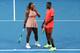 PERTH, AUSTRALIA - DECEMBER 31: Serena Williams and Frances Tiafoe of the United States share a moment in the mixed doubles match against Maria Sakkari and TS during day three of the 2019 Hopman Cup at RAC Arena on December 31, 2018 in Perth, Australia. (