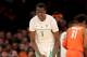 NEW YORK, NEW YORK - NOVEMBER 16: Bol Bol #1 of the Oregon Ducks celebrates his three point shot in the second half against the Syracuse Orange during the 2K Empire Classic at Madison Square Garden on November 16, 2018 in New York City.The Oregon Ducks de