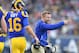 LOS ANGELES, CA - DECEMBER 30: Head coach Sean McVay of the Los Angeles Rams points to the field after a touchdown in the second quarter against the San Francisco 49ers at Los Angeles Memorial Coliseum on December 30, 2018 in Los Angeles, California. (Pho