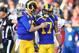 LOS ANGELES, CA - DECEMBER 30: Jared Goff #16 checks on Robert Woods #17 of the Los Angeles Rams after a hard hit against the San Francisco 49ers in the thrid quarter at Los Angeles Memorial Coliseum on December 30, 2018 in Los Angeles, California. (Photo