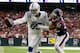 HOUSTON, TX - JANUARY 05: Eric Ebron #85 of the Indianapolis Colts reaches for the end zone for a touchdown defended by Tyrann Mathieu #32 of the Houston Texans in the first quarter during the Wild Card Round at NRG Stadium on January 5, 2019 in Houston,
