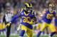 LOS ANGELES, CA - DECEMBER 16: Todd Gurley #30 of the Los Angeles Rams runsthe ball during the first half of a game agianst the Philadelphia Eagels at Los Angeles Memorial Coliseum on December 16, 2018 in Los Angeles, California. (Photo by Sean M. Haff