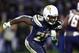 CARSON, CA - DECEMBER 22: Melvin Gordon #28 of the Los Angeles Chargers runs on a pass play during the second half of a game against the Baltimore Ravens at StubHub Center on December 22, 2018 in Carson, California. (Photo by Sean M. Haffey/Getty Images