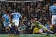 Manchester City's Brazilian striker Gabriel Jesus (L) scores their second goal from the penalty spot past Wolverhampton Wanderers' Portuguese goalkeeper Rui Patricio (C) during the English Premier League football match between Manchester City and Wolverha