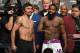 LAS VEGAS, NEVADA - JANUARY 18: WBA welterweight champion Manny Pacquiao (L) and Adrien Broner pose during their official weigh-in at MGM Grand Garden Arena on January 18, 2019 in Las Vegas, Nevada. Pacquiao will defend his title against Broner on Januar