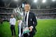 JEDDAH, SAUDI ARABIA - JANUARY 16: Head coach of Juventus Massimiliano Allegri celebrates after winning the Italian Supercup match between Juventus and AC Milan at King Abdullah Sports City on January 16, 2019 in Jeddah, Saudi Arabia. (Photo by Marco Rosi