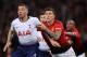 LONDON, ENGLAND - JANUARY 13: Toby Alderweireld of Tottenham Hotspur in action with Victor Lindelof of Manchester United during the Premier League match between Tottenham Hotspur and Manchester United at Wembley Stadium on January 13, 2019 in London, Unit