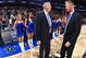 PHILADELPHIA,PA - JANUARY 30: Coach Mike D'Antoni of the Philadelphia 76ers speaks with Steve Kerr of the Golden State Warriors at Wells Fargo Center on January 30, 2015 in Philadelphia, Pennsylvania NOTE TO USER: User expressly acknowledges and agrees th