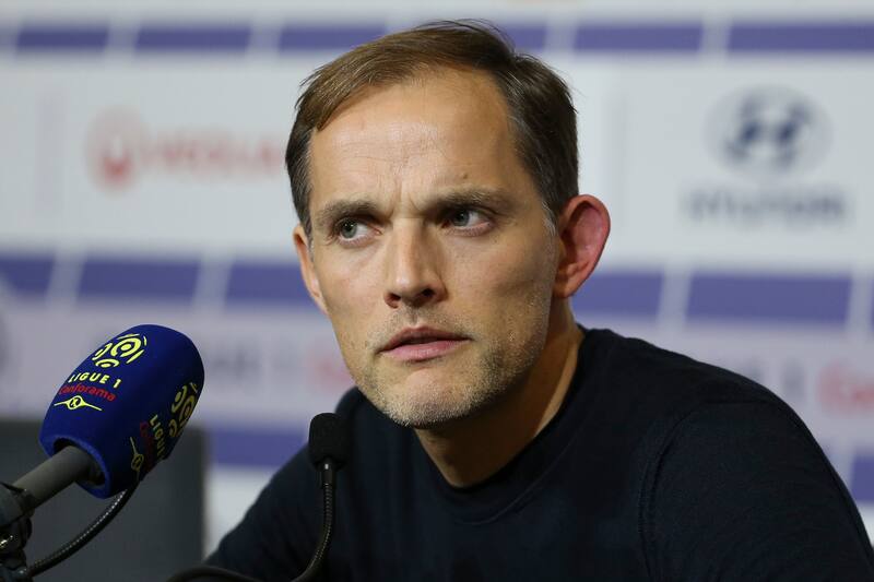LYON, FRANCE - FEBRUARY 3: Coach of PSG Thomas Tuchel answers to the media following the french Ligue 1 match between Olympique Lyonnais (OL, Lyon) and Paris Saint-Germain (PSG) at Groupama Stadium on February 3, 2019 in Decines near Lyon, France. (Photo