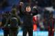 LEICESTER, ENGLAND - FEBRUARY 03: Ole Gunnar Solskjaer interim manager of Manchester United celebrates after during the Premier League match between Leicester City and Manchester United at The King Power Stadium on February 03, 2019 in Leicester, United K