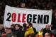 LONDON, ENGLAND - JANUARY 25: Manchester United fans hold a banner showing support for Ole Gunnar Solskjaer, Interim Manager of Manchester United during the FA Cup Fourth Round match between Arsenal and Manchester United at Emirates Stadium on January 25