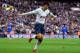 LONDON, ENGLAND - FEBRUARY 10: Heung-Min Son of Tottenham Hotspur celebrates scoring his teams third goal during the Premier League match between Tottenham Hotspur and Leicester City at Wembley Stadium on February 10, 2019 in London, United Kingdom. (Pho