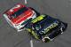 MARTINSVILLE, VA - OCTOBER 28: Jimmie Johnson, driver of the #48 Lowe's for Pros Chevrolet, leads Paul Menard, driver of the #21 Motorcraft/Quick Lane Tire & Auto Center Ford, during the Monster Energy NASCAR Cup Series First Data 500 at Martinsville Spe