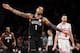NEW YORK, NEW YORK - FEBRUARY 08: D'Angelo Russell #1 of the Brooklyn Nets reacts during the second half of the game against the Chicago Bulls at Barclays Center on February 08, 2019 in the Brooklyn borough of New York City. NOTE TO USER: User expressly a
