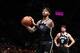 BROOKLYN, NY - JANUARY 14: D'Angelo Russell #1 of the Brooklyn Nets shoots the ball against the Boston Celtics on January 14, 2019 at Barclays Center in Brooklyn, New York. NOTE TO USER: User expressly acknowledges and agrees that, by downloading and or
