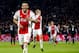 AMSTERDAM, NETHERLANDS - FEBRUARY 13: Hakim Ziyech of Ajax celebrates 1-1 during the UEFA Champions League match between Ajax v Real Madrid at the Johan Cruijff Arena on February 13, 2019 in Amsterdam Netherlands (Photo by Erwin Spek/Soccrates/Getty Imag