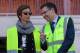 Barcelona's president Josep Maria Bartomeu talks to Johan Cruyff´s daughter Susila Cruyff during a visit to the construction site of the Johan Cruyff stadium for the Barca B team at the FC Barcelona Sports Center in Sant Joan Despi, near Barcelona, on Feb