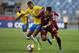 Brazil's Marquinhos Cipriano (L) vies for the ball with Venezuela's Samuel Sosa during their South American U-20 football match at El Teniente stadium in Rancagua, Chile on January 21, 2019. (Photo by CLAUDIO REYES / AFP) (Photo credit should read