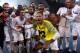 Paris Saint-Germain's Brazilian forward Neymar (front), wearing the jersey of Liverpool's Brazilian goalkeeper Alisson Becker, celebrates with teammates after their 2-1 win of the UEFA Champions League Group C football match between Paris Saint-Germain (P