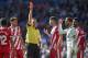 MADRID, SPAIN - FEBRUARY 17: Sergio Ramos of Real Madrid is shown a red card by referee during the La Liga match between Real Madrid CF and Girona FC at Estadio Santiago Bernabeu on February 17, 2019 in Madrid, Spain. (Photo by Quality Sport Images/Getty