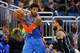 ORLANDO, FLORIDA - JANUARY 29: Paul George #13 of the Oklahoma City Thunder in action against the Orlando Magic during the first half at Amway Center on January 29, 2019 in Orlando, Florida. NOTE TO USER: User expressly acknowledges and agrees that, by d