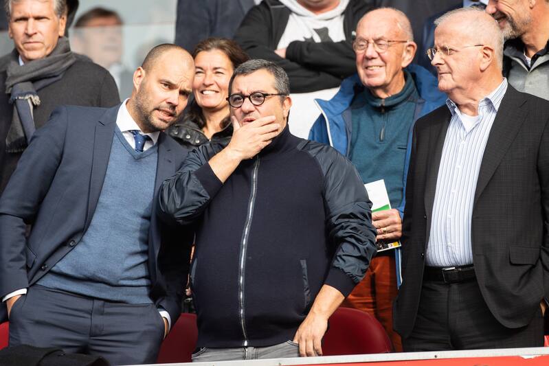 technical director Gerard Nijkamp, Carmine Mino Raiola, chairman Adriaan Visser during the Dutch Eredivisie match between Feyenoord Rotterdam and PEC Zwolle at the Kuip on October 21, 2018 in Rotterdam, The Netherlands(Photo by VI Images via Getty Images)