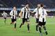 NAPLES, ITALY - MARCH 03: Players of Juventus celebrate the 0-1 goal scored by Miralem Pjanic during the Serie A match between SSC Napoli and Juventus at Stadio San Paolo on March 3, 2019 in Naples, Italy. (Photo by Francesco Pecoraro/Getty Images)